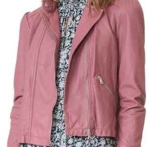 Rebecca Taylor Mauve Pink 100% Lamb Leather Moto Jacket Sz 2